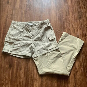 The North Face Khaki Cargo Pant Convertible to Shorts Size 10